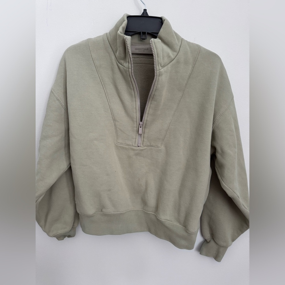 Fear of God Olive Green Half-Zip Pullover Sweatshirt